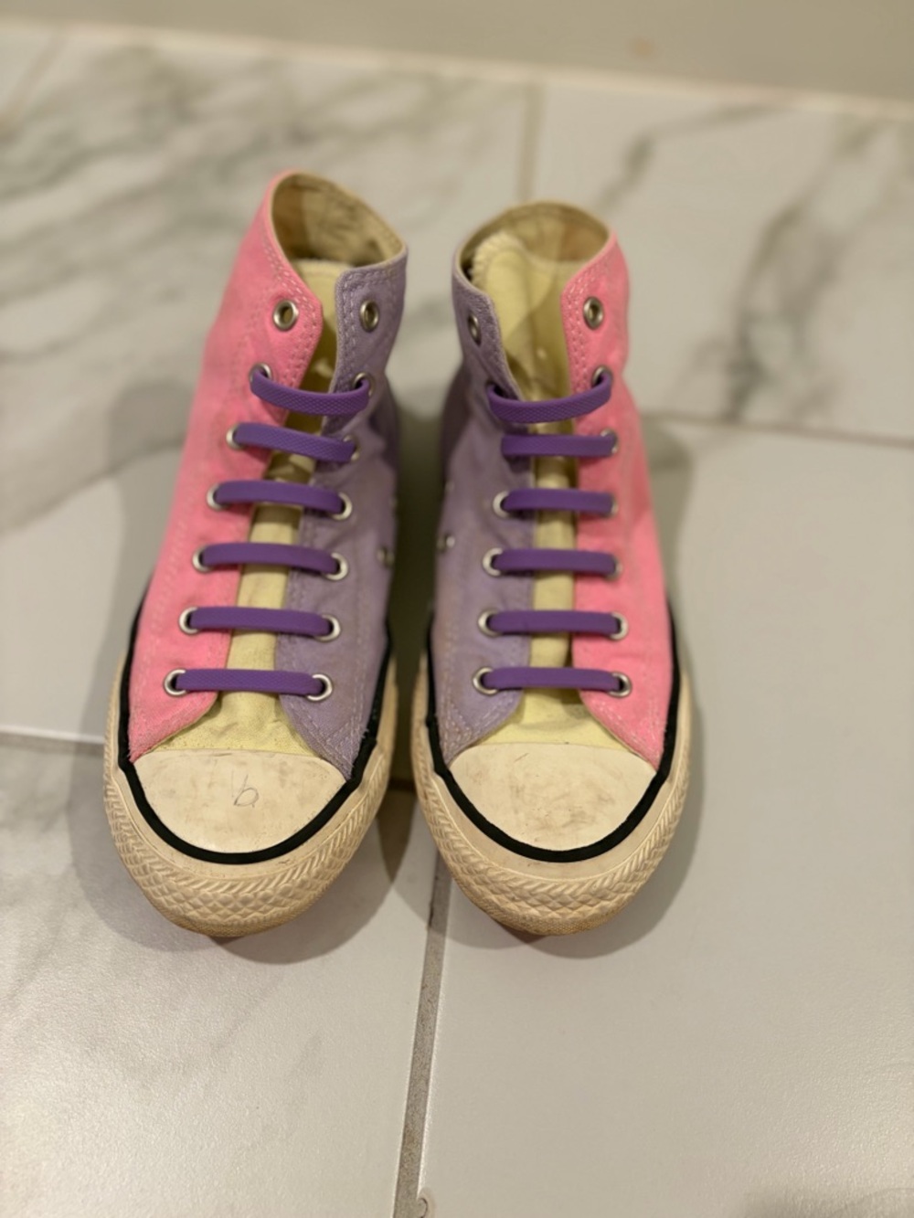 Converse Pink and Lavender High-Top Kids Sneakers